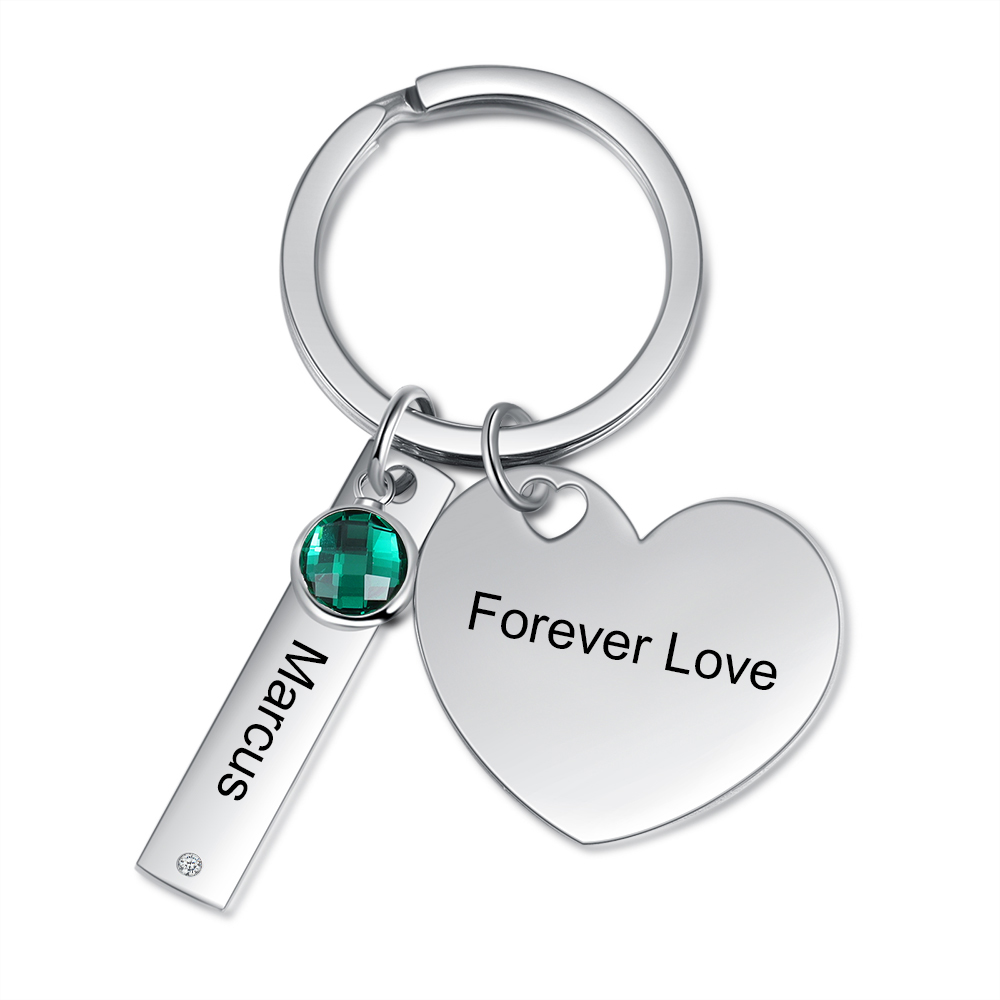 Customized 1 Birthstone Keychain with heart