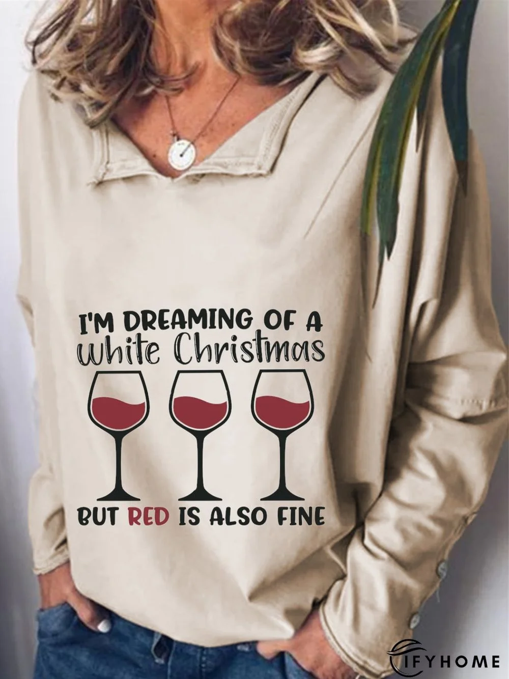 Christmas Casual Long Sleeve Printed Top T-shirt | IFYHOME