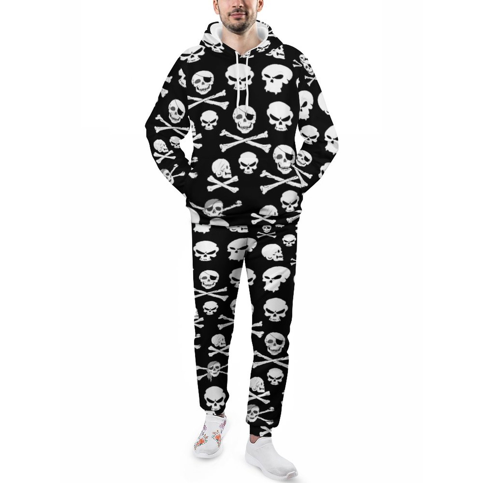 Funny Pirate Men's Sweatsuits Set Guys Streetwear Athletic Pullover And Sweatpants Suit Outfit S-5Xl