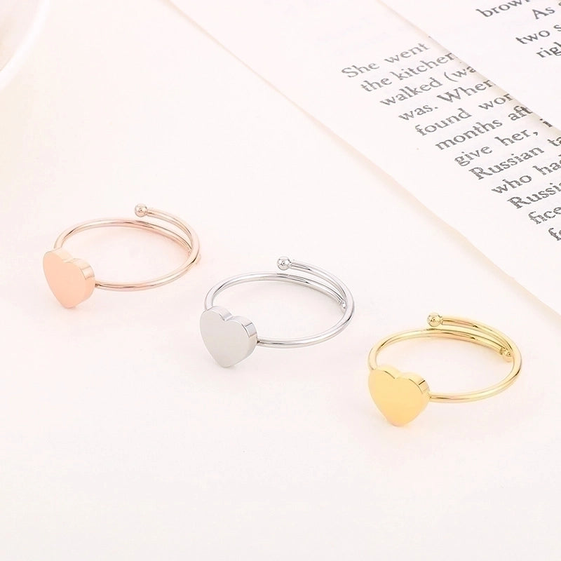 Titanium Steel 18K Gold Plated Rose Gold Plated Minimalist Plating Heart Shape Rings