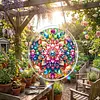 (18.5cm)DIY Acrylic Jigsaw Puzzle Window Hanging with Hanging Chain DIY Stained Glass Decoration Round Window Puzzle Decor for DIY Craft Project (Mandala)