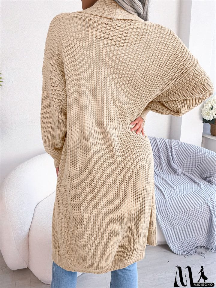 MidiSono - All Match Leisure Lapel Cardigan Loose Women's Sweater