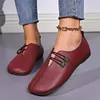 Gioiacombo&trade; Scarpe casual in pelle con punta tonda retr&ograve; da donna