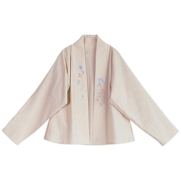  Embroidery Flowers Han Costume Outerwear Suspenders Wide Leg Pants - Modakawa Modakawa