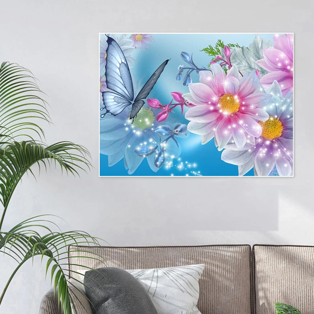 Diamond Painting - Full Round Drill - Butterfly Flower(40*30cm)
