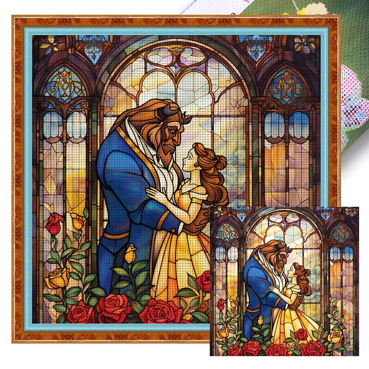 『HuaCan』Beauty and Beast  -14CT Stamped Cross Stitch(50*50cm)