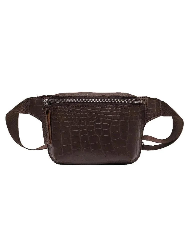 Alligator Pattern Shoulder Waist Bags Women Chest Belt Packs (Dark Brown)