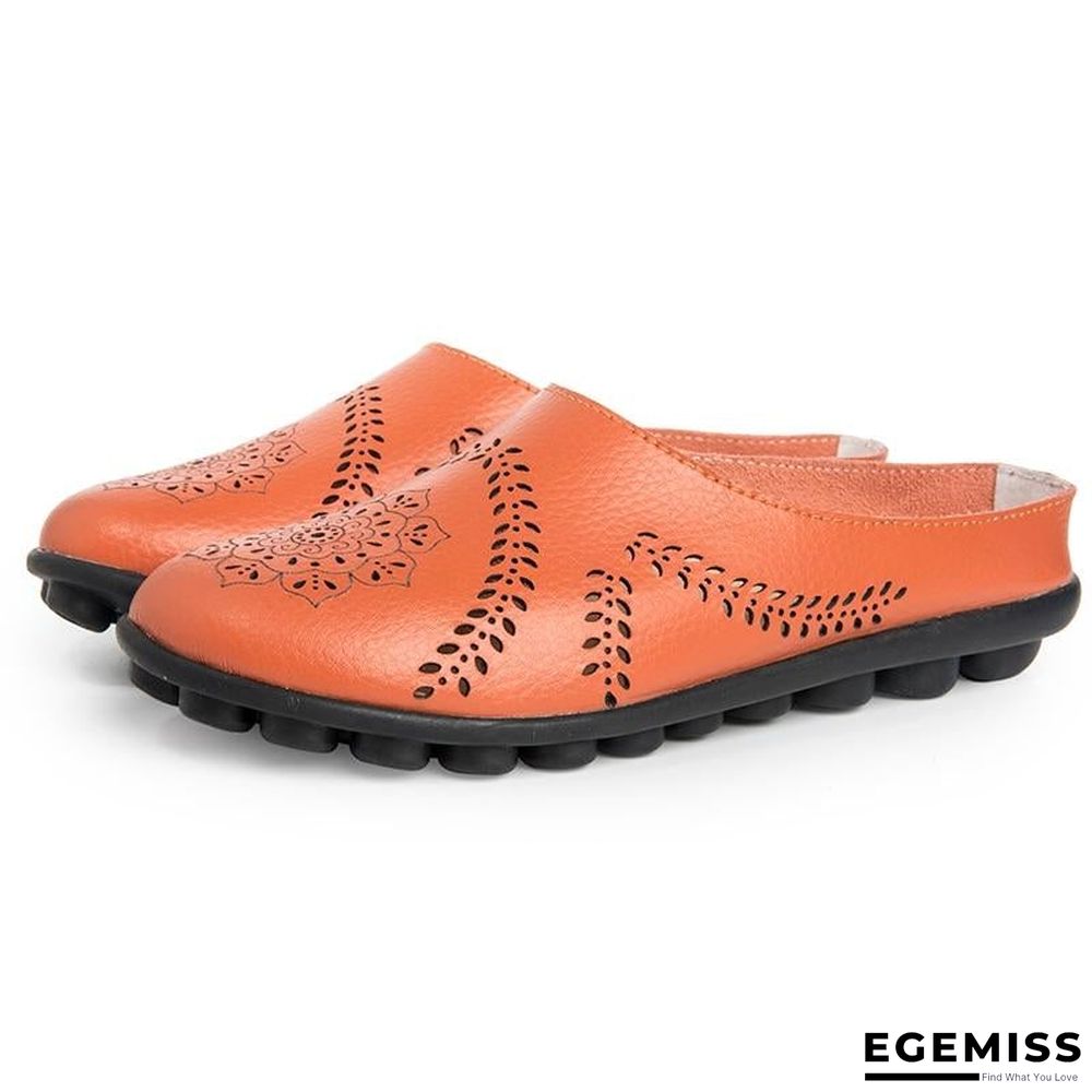 Cow Muscle Ballet Flower Print Women Genuine Leather Flats Loafer Shoes | EGEMISS