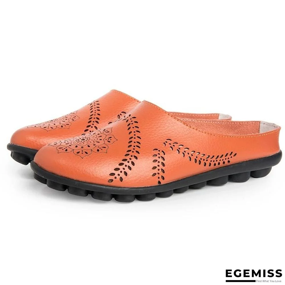 Cow Muscle Ballet Flower Print Women Genuine Leather Flats Loafer Shoes | EGEMISS