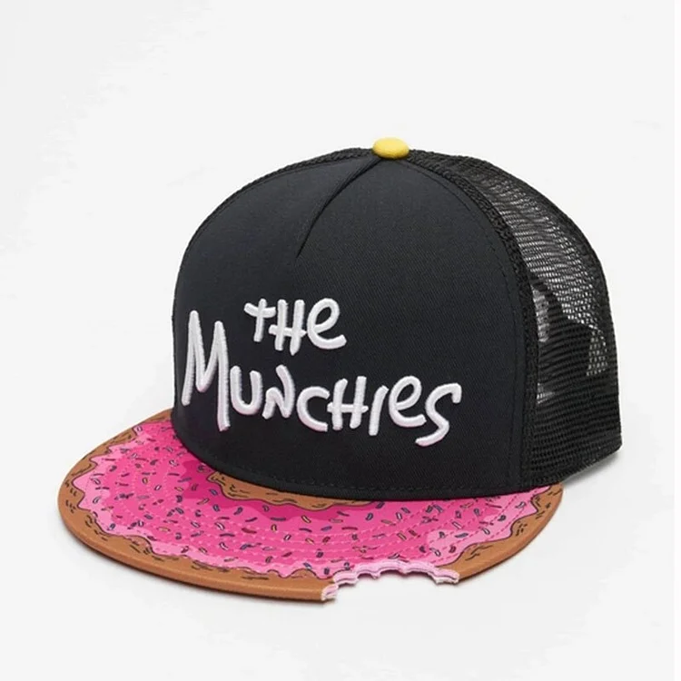 PANGKB Brand Munchies in musta Cap summer mesh trucker bone snapback hat for men women adult outdoor breathable sun baseball cap