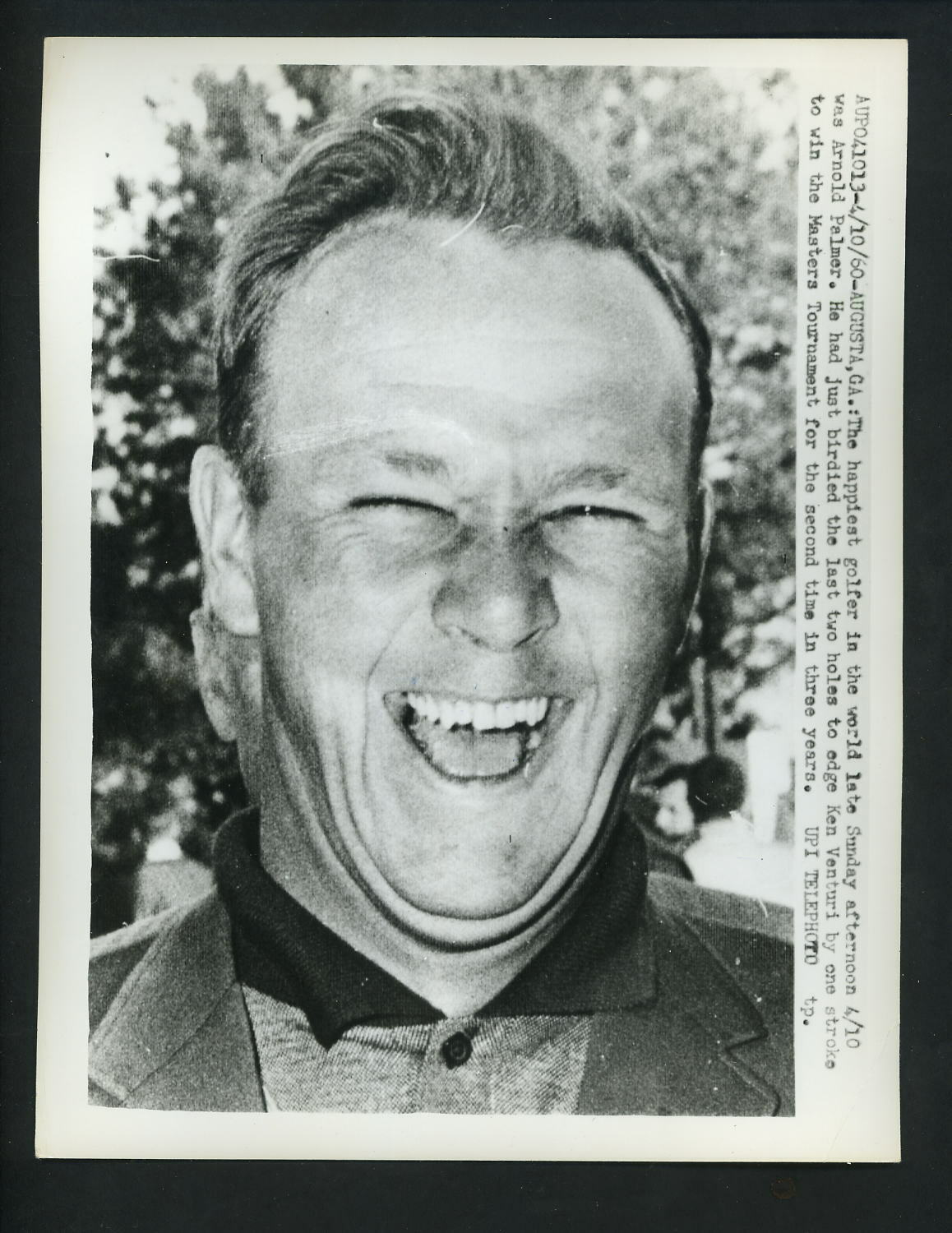 Arnold Palmer wins 1960 Masters Golf Tournament Press Photo Poster painting