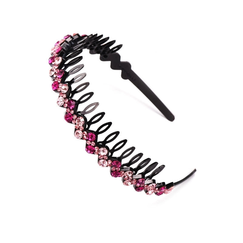Korean New Arrival Toothed Non-Slip Rhinestone Headband Fashionable Simple Wave Crystal Headband Hair Card Headwear