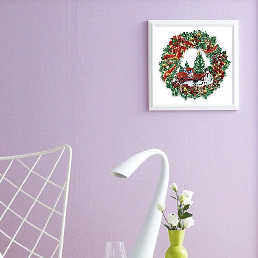 Diamond Painting - Partial Special Shaped Drill - Christmas Wreath(30*30cm)