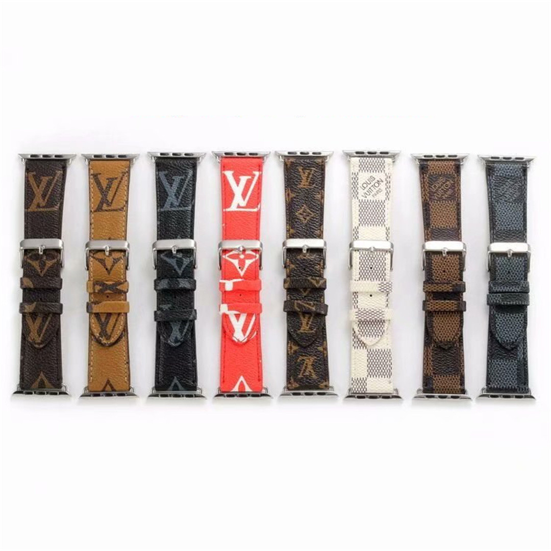Classic LV Monogram Leather Checkerboard Canvas Apple Watch Strap