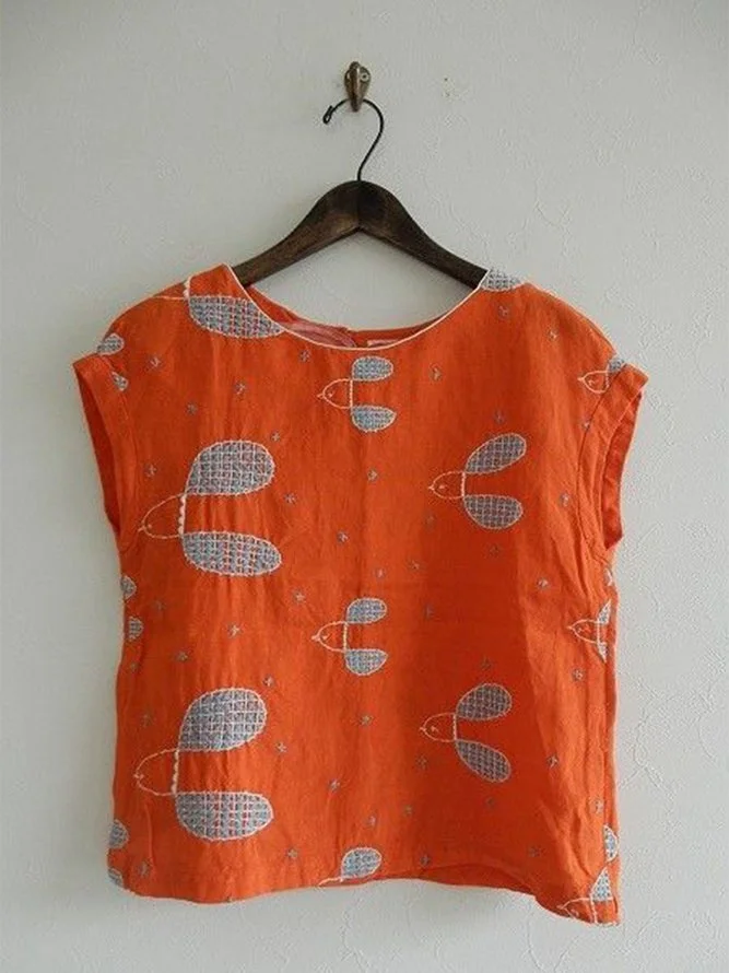 Printed Casual Sleeveless Round Neck Shirts