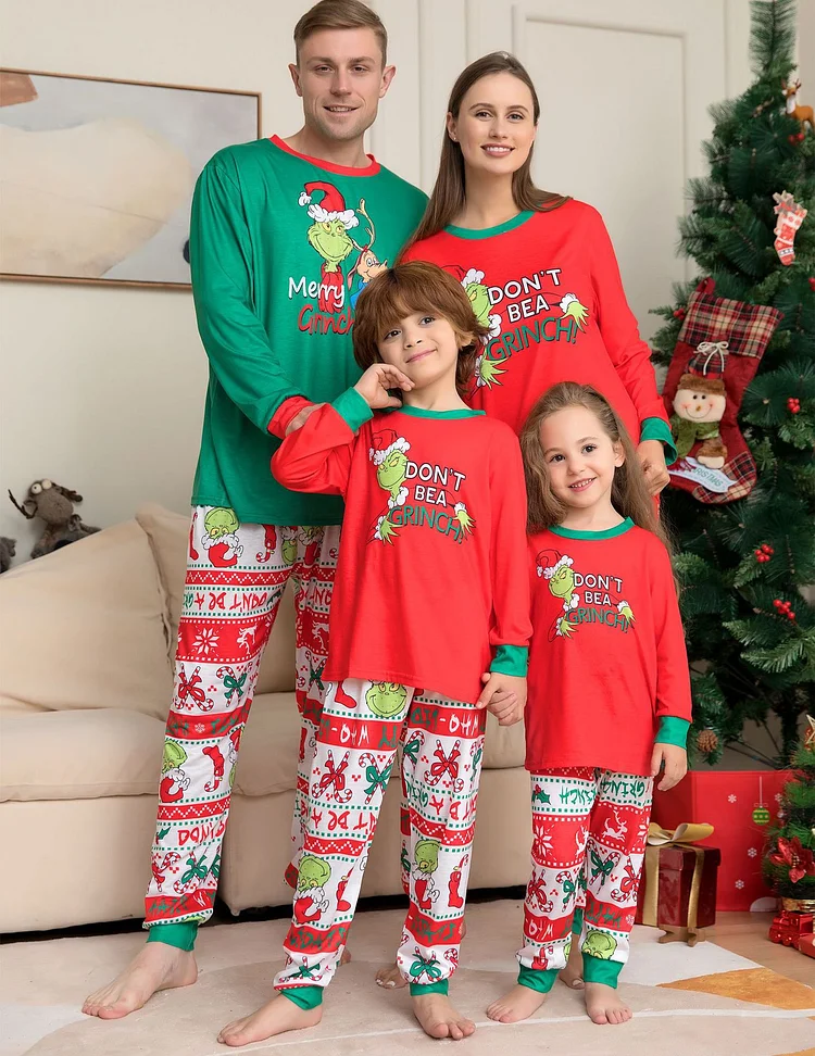 Green Fur Christmas Family Matching Outfits Plus Size VangoghDress