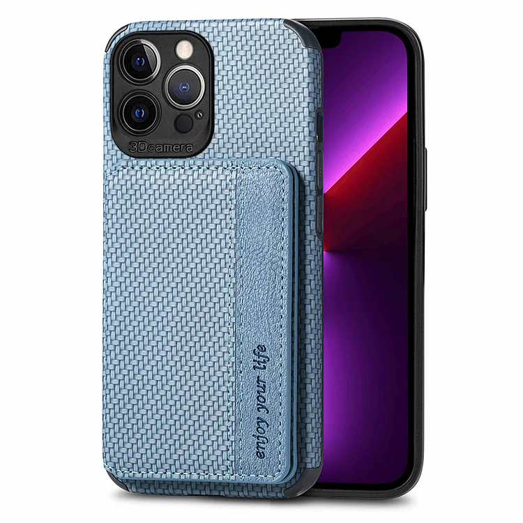 Leather Magnetic Attraction Carbon Fiber Case For iPhone