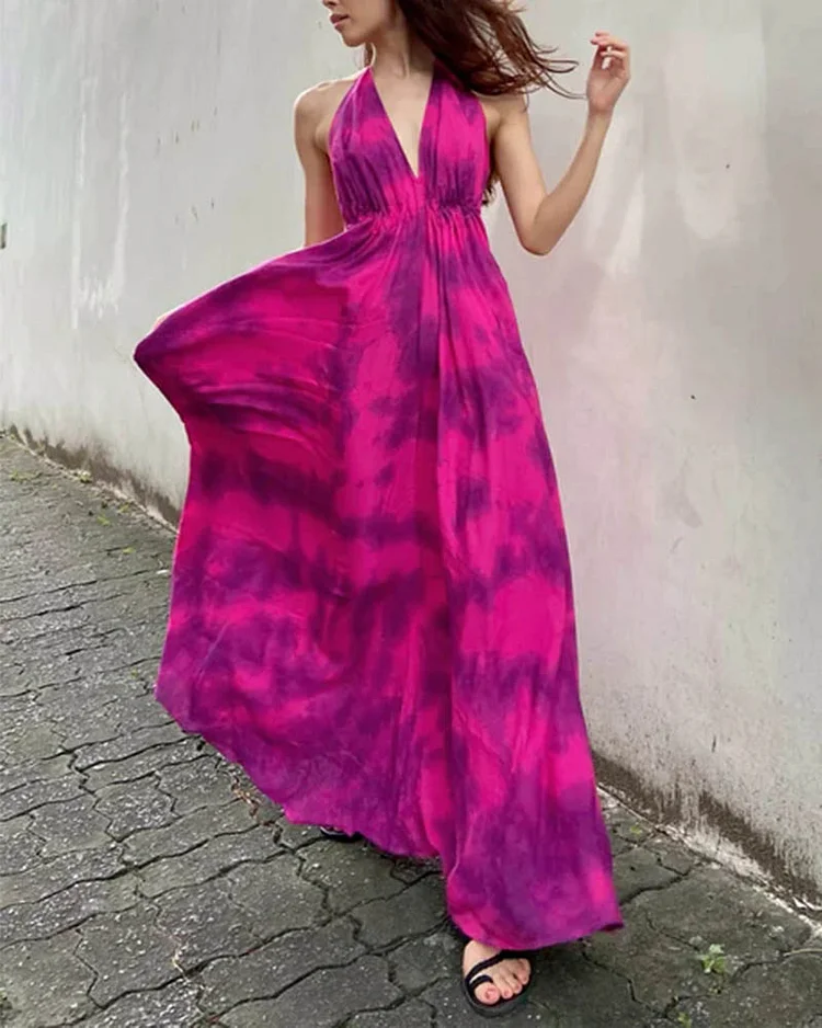 Women's fashion suspender print dress