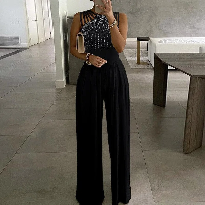 Elegant Office Lady Wide Leg Jumpsuit Sexy Off Shoulder Women Rompers Bodysuit Summer Fashion Striped Printed Overalls Playsuits