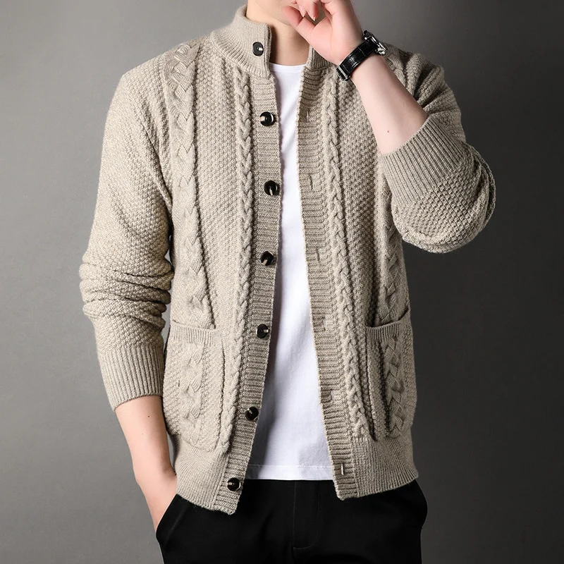 Men's Casual Simple Stand Collar Cardigan