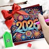 6PCS Diamond Painting New Year Greeting Cards Postcards with Envelopes