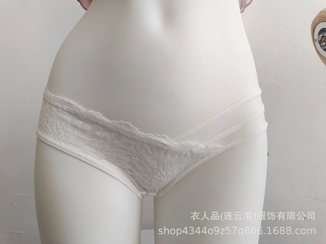 Uveng Women's Sexy Low-Rise Hollow Thin-Swear Panties Breathable Cotton Bag Hip Lace Strapped Shorts