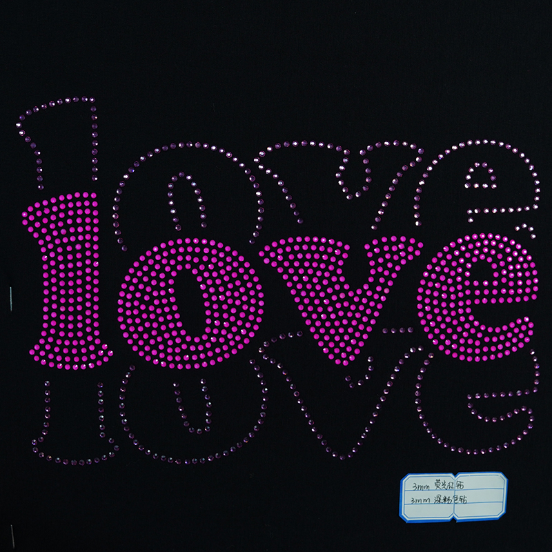 The DK.pink rhinestone love letter design iron on transfers