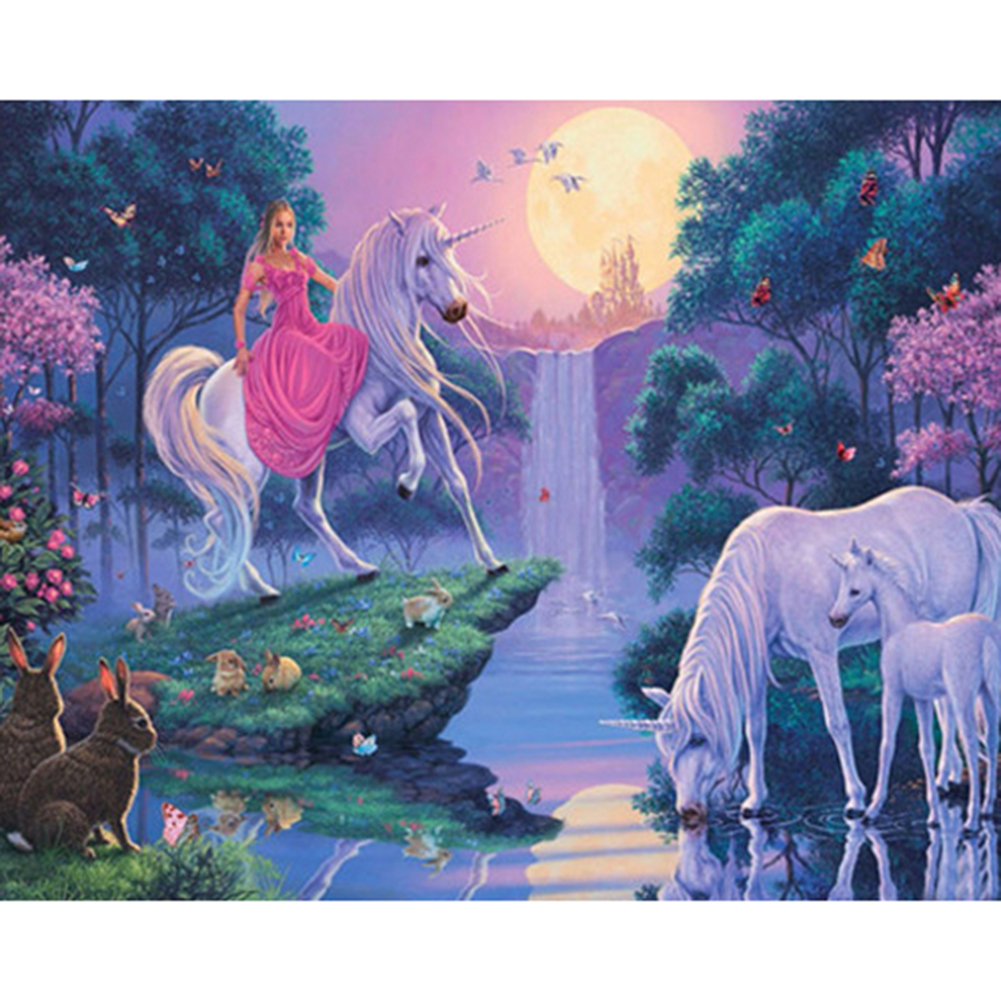 

40*50CM - Square Drill Diamond Painting - Girl And Animal, 501 Original