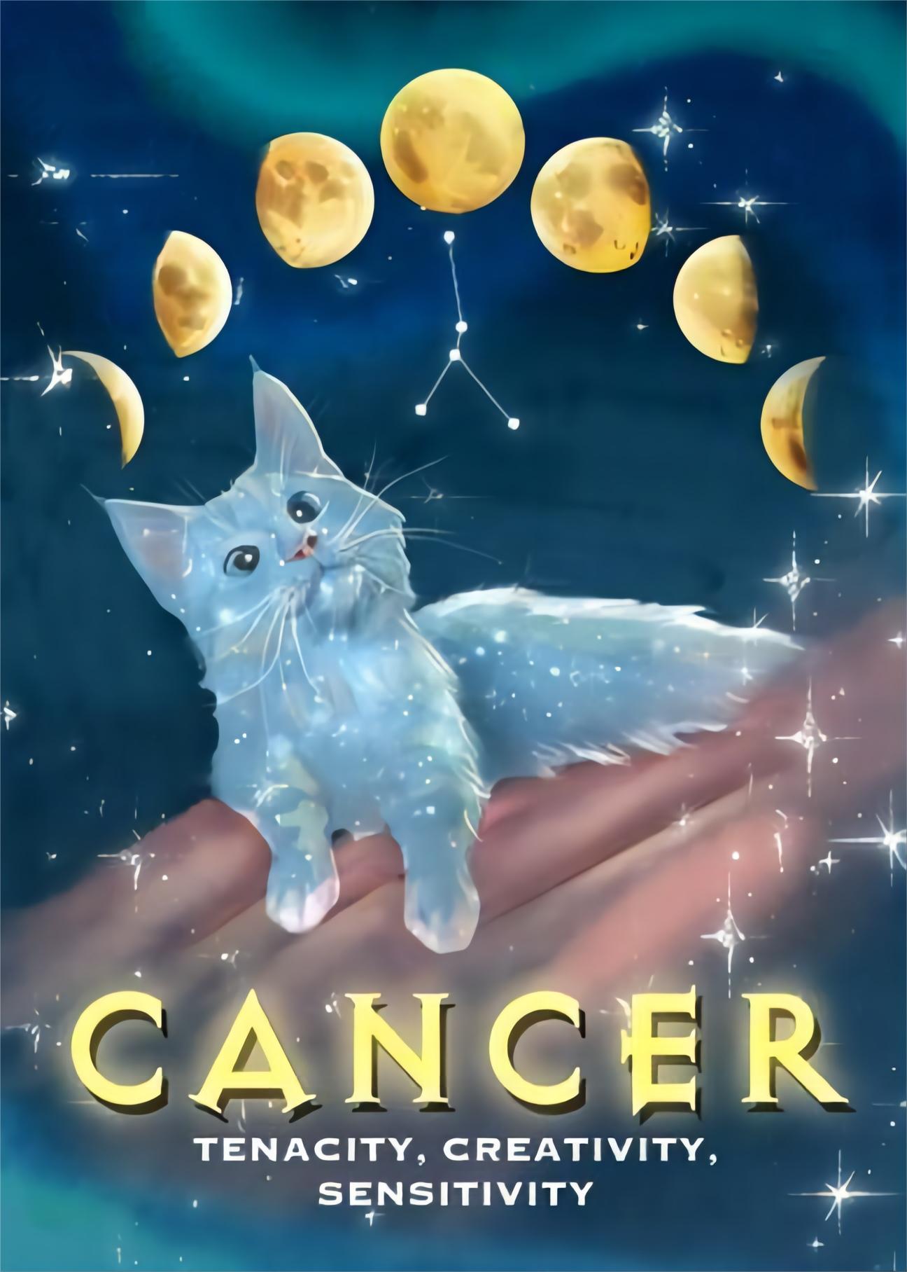Cosmic Cancer Zodiac Cat 40*50CM(Canvas) Full Round Drill Diamond Painting gbfke