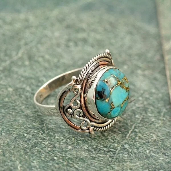 925 Boho Turquoise Ring