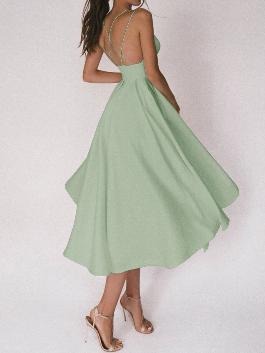 Women's dress evening sexy strappy backless elegant and V-neck