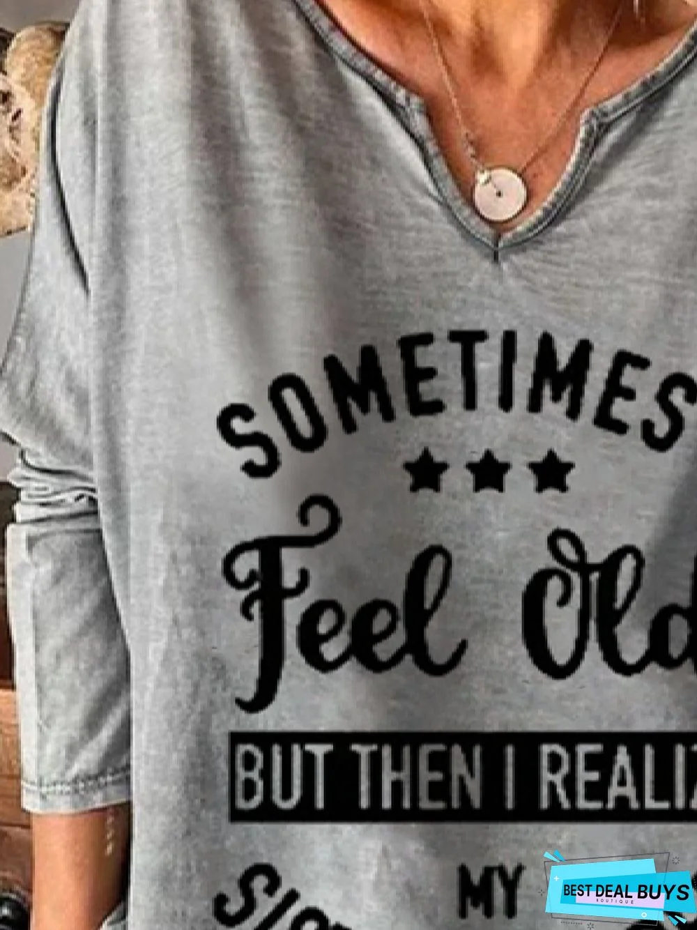 Casual Letter Loosen Long Sleeve Tunic Top