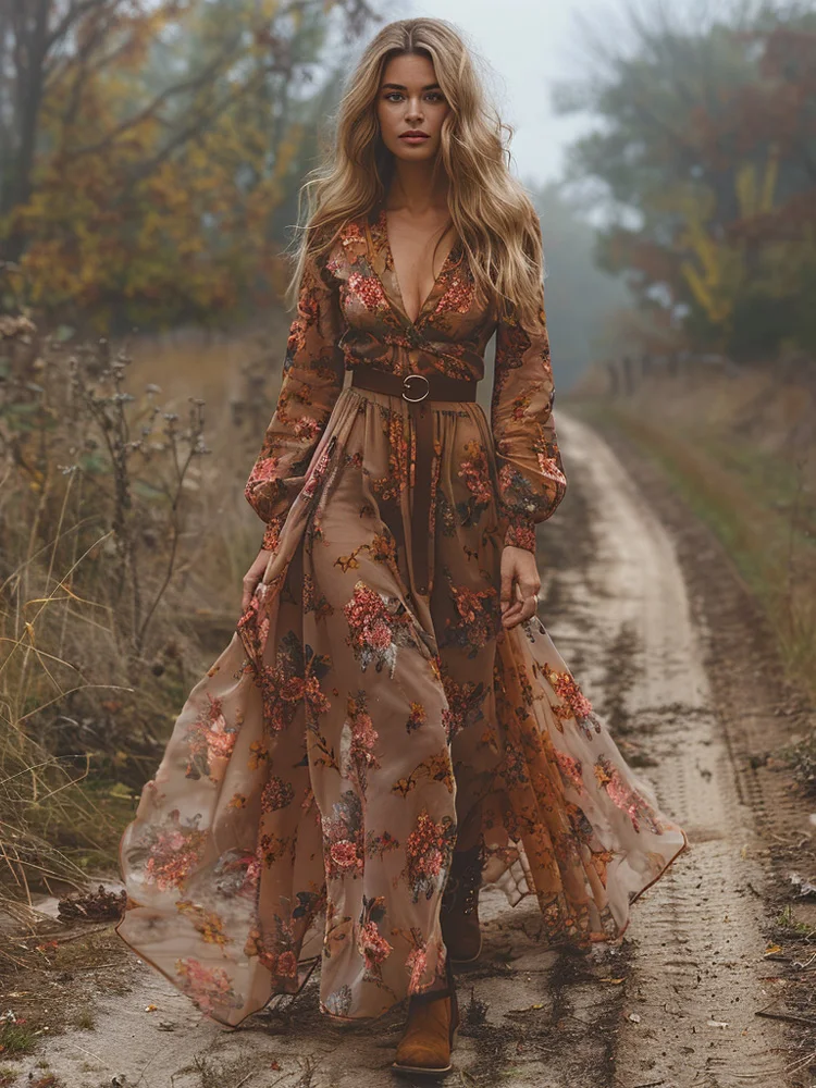 Women's Retro Pastoral Cotton And Linen Floral Embroidery Print Dress