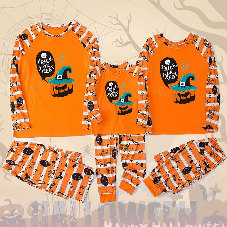 Trick Or Treat Pumpkins Halloween Family Matching Halloween Pajamas Set