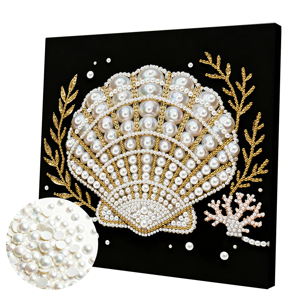 Seashell DIY Pearl Art Diamond Painting Kit for Adult Home Decor 25x25cm With Frame