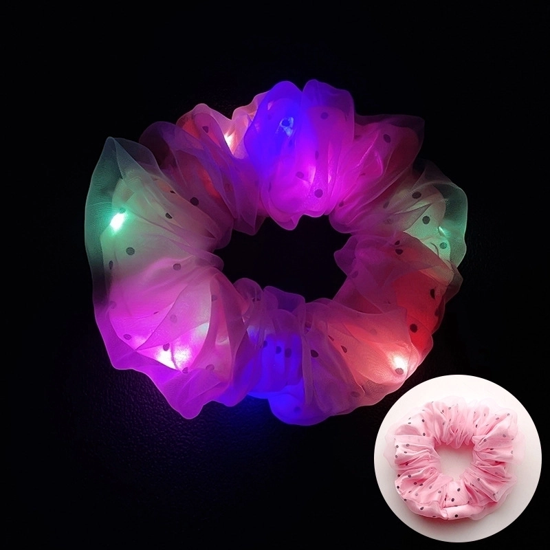 Halloween Novelty Women’S Solid Color Artificial Crystal Luminous Hair Tie