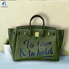 Hand Draw Customize Art English graffiti Bags For women Handbags Designer Shoulder Bag Real Cowskin Leather Unique personality