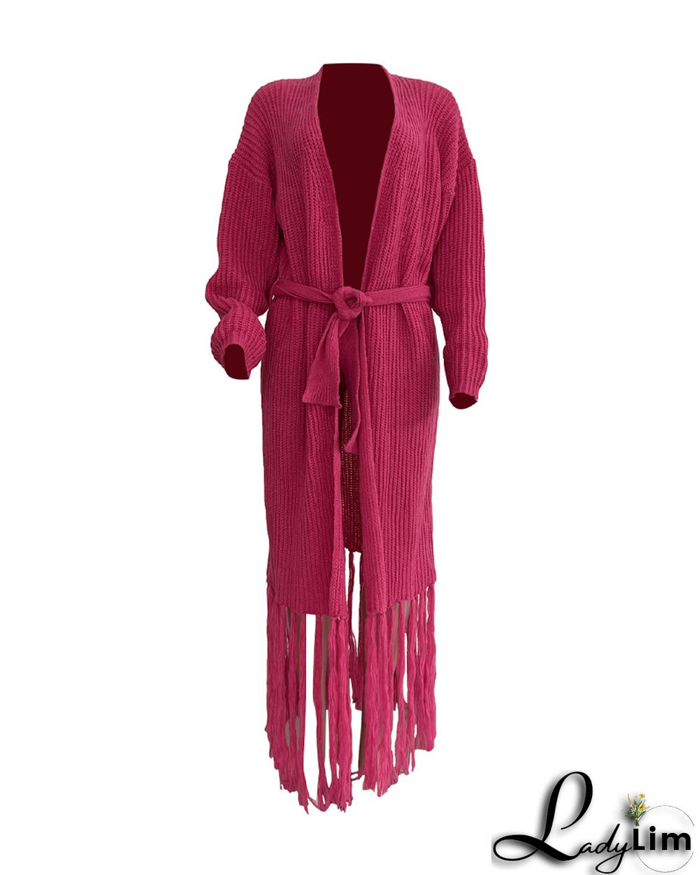 Women Long Sleeve Fringe Cardigan Sweater