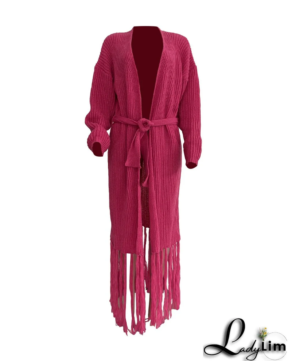 Women Long Sleeve Fringe Cardigan Sweater