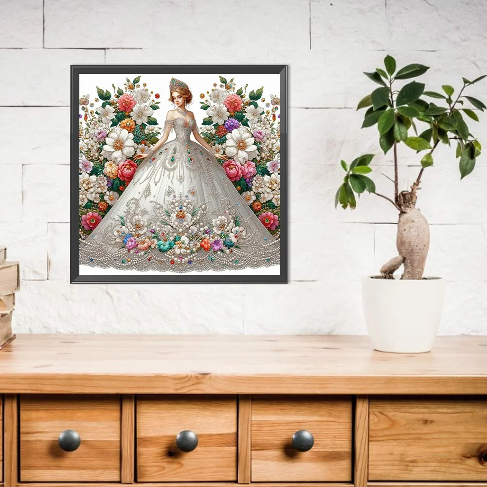 Diamond Painting - Full Round Drill - Flower Dress Beauty(Canvas|40*40cm)