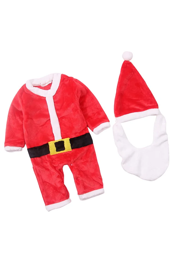 Cute Infant Kids Boys Jumpsuit Christmas Santa Claus Costume Red-elleschic
