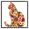 Floral Cat Bead Embroidery Kit Pre-Printed Bead Cross stitch