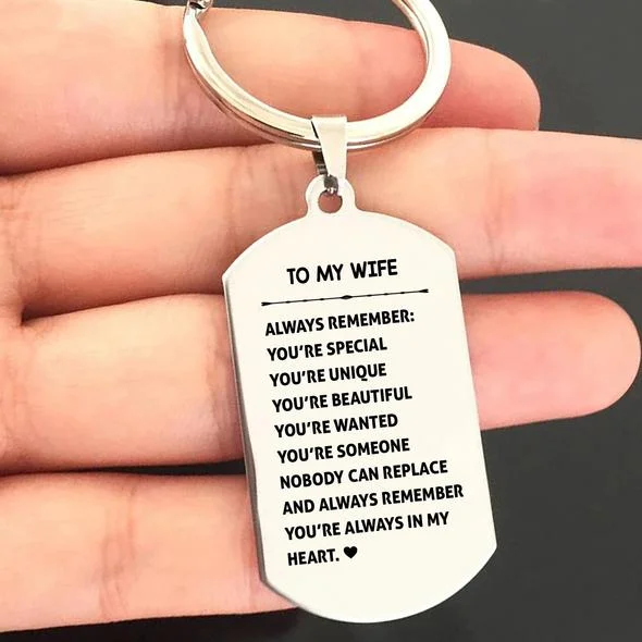 To My Wife Keychain You Are Alway in My Heart Key Ring Couple Gift