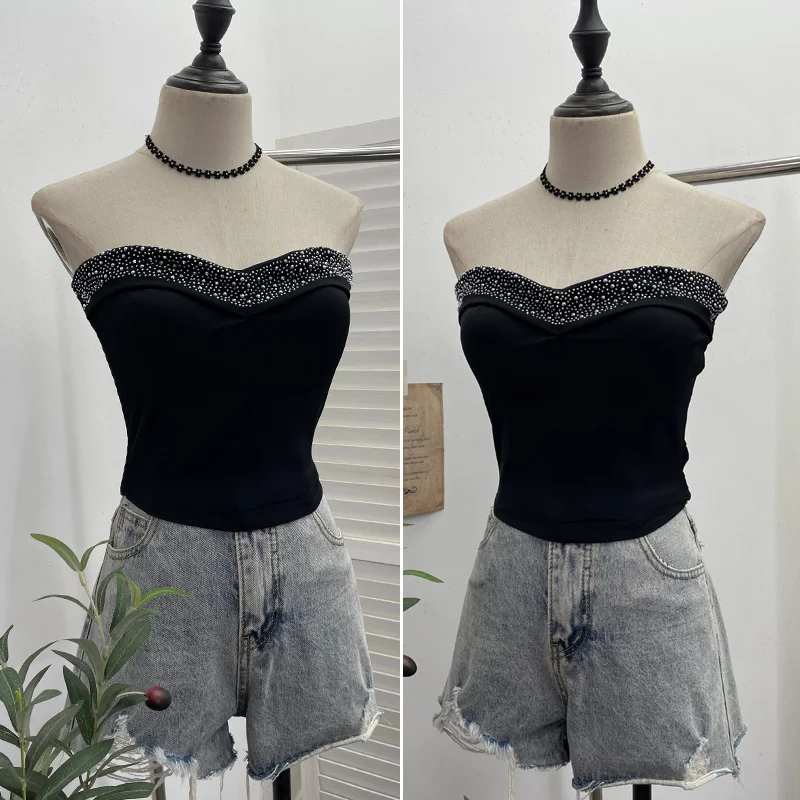 Uveng Design Sense Of Small Heavy Industry Drilled With Chest Pad Inside The Bottom Of The Coat Short Vest Woman 8029