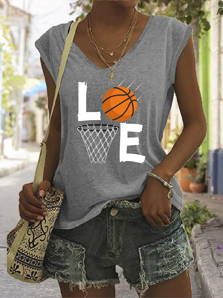 Love Basketball V Neck T-shirt Tees-Annaletters