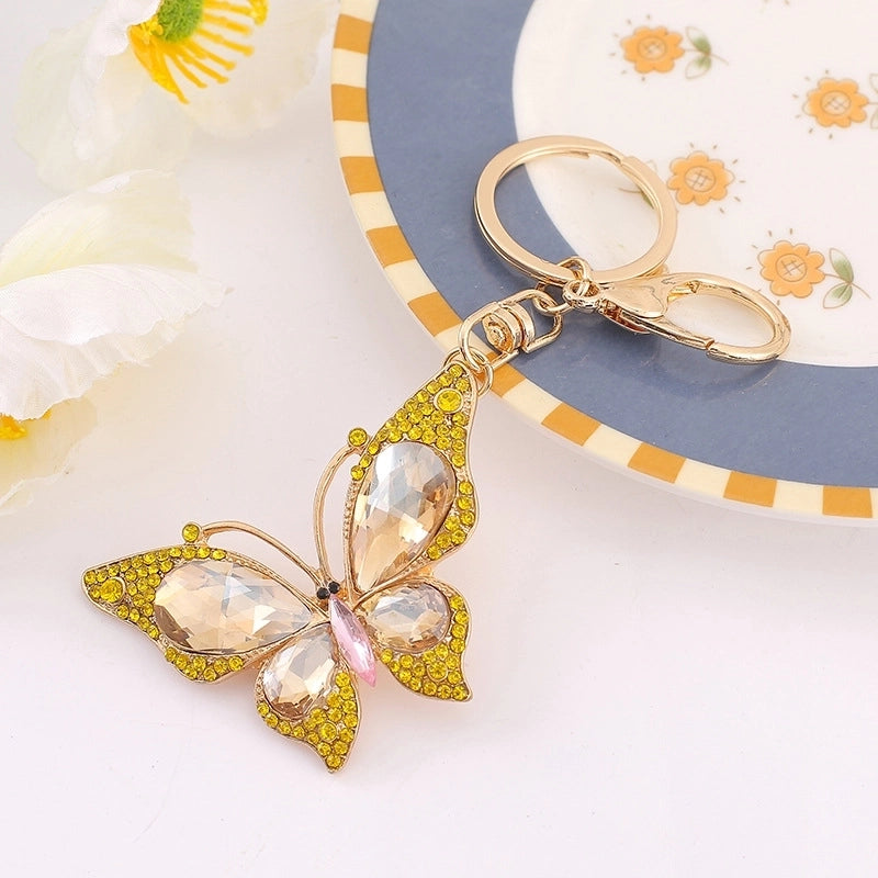 Korean Style Butterfly Metal Inlay Rhinestones Women’s Bag Pendant Keychain
