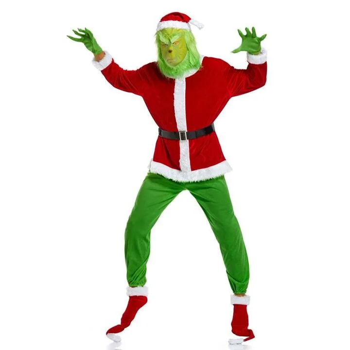 2021 Adult Deluxe  Christmas The Grinch Costume Full Set 、、sdecorshop