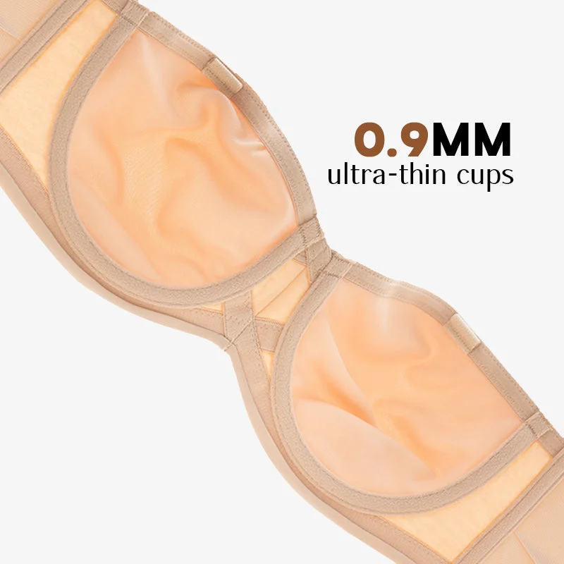 SheCurve® Full Support Non-Slip Convertible Bandeau Bra-Black+Nude