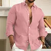 Gioiacombo&trade; Camicia con risvolto a maniche lunghe in lino traspirante da uomo