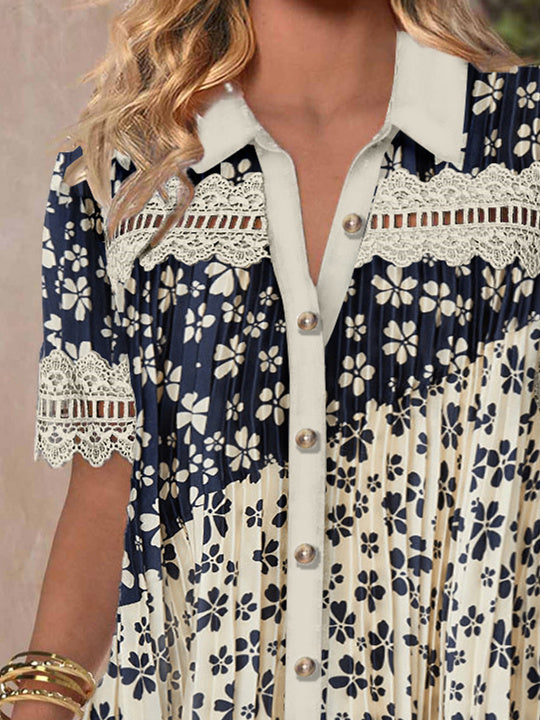 Women Half Sleeve V-neck Solid Color Dress